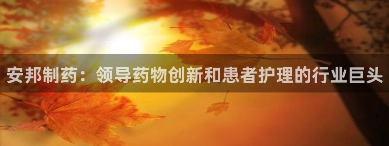 九游会老哥必备的交流社区九：安邦制药：领导药物创新和患者护理的行业巨头