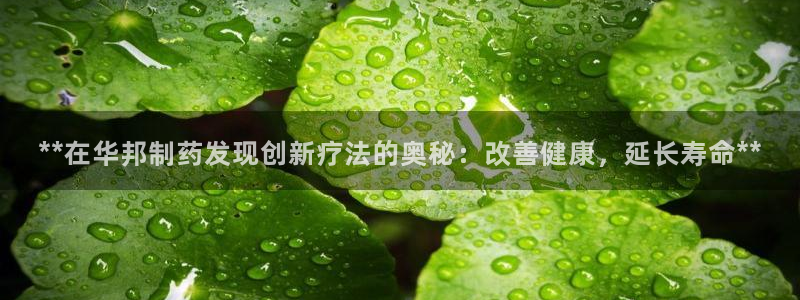 九游会老哥俱乐部官网：**在华邦制药发现创新疗法的奥秘：改善健康，延长寿命**