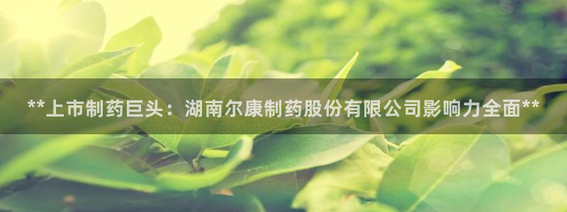 九游老哥俱乐部登录：**上市制药巨头：湖南尔康制药股份有限公司影响力全面**